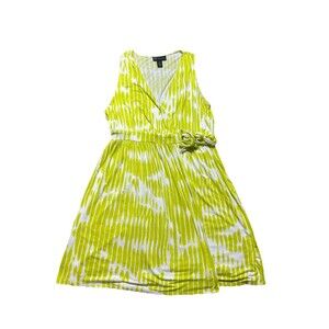 Lane Bryant Tie Dye Wrap Dress Women 14/16(1X) Bright Neon Sundress